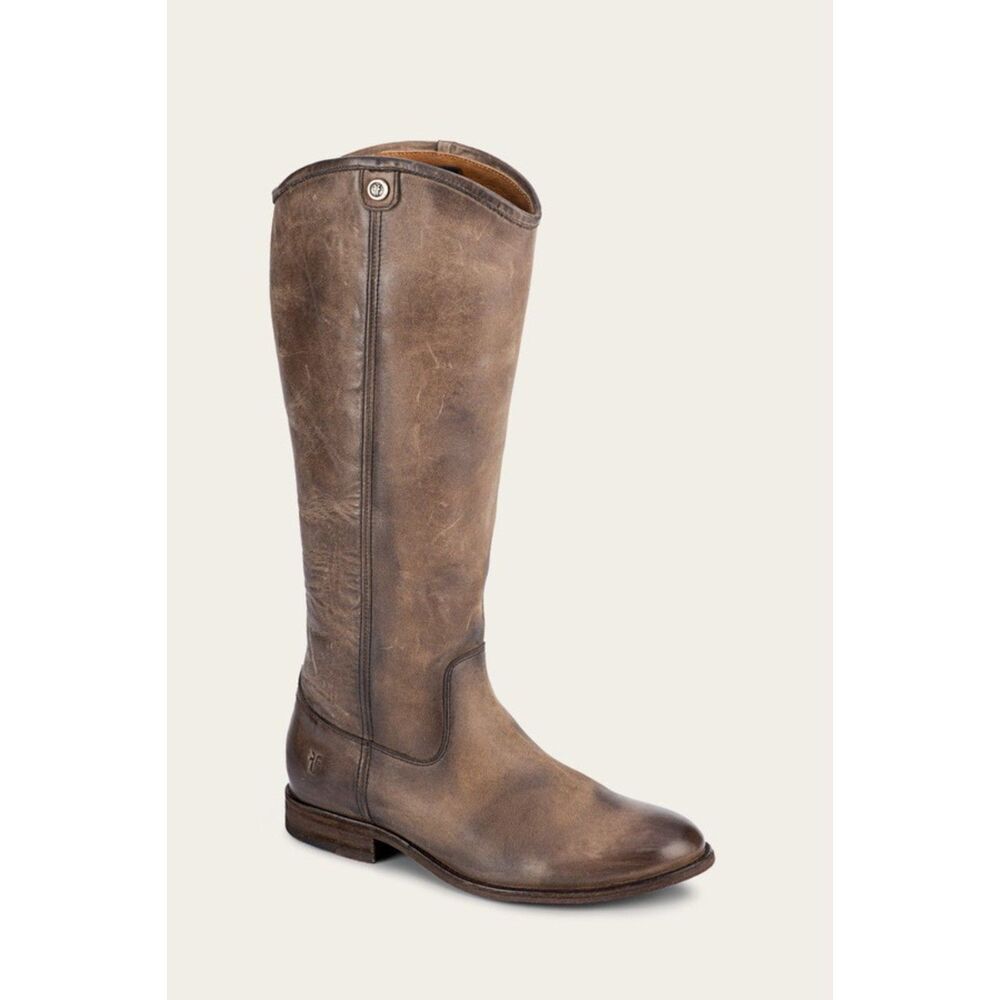 FRYE 8 Melissa Button Tall Leather Riding Boots Womens Brown Tall Knee High